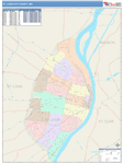 St. Louis City County Wall Map Color Cast Style